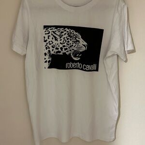 Roberto Cavalli White Leopard Graphic Tee